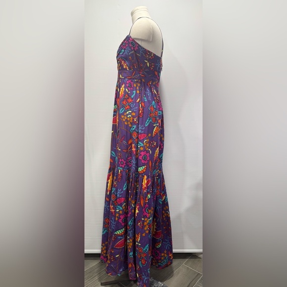multicolor maxi Dress Floral 100% cotton sz 36 D - Picture 6 of 9